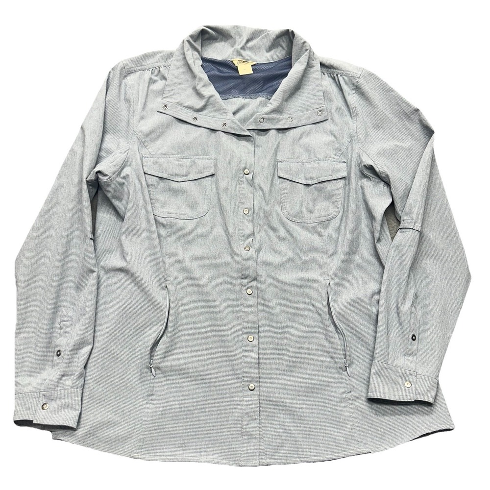 Duluth Trading Sol Survivor Sun Protection Shirt Womens XL Gray Long Sleeve Snap